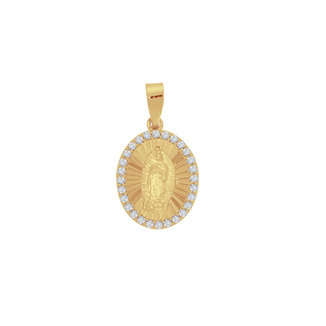 Medalla Oro 14k - Virgen de Guadalupe con Zirconias