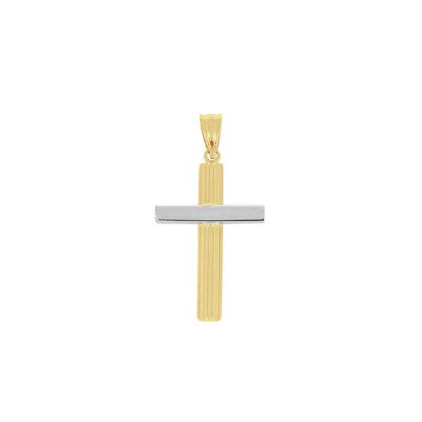 Cruz Oro Combinado 14k - Lisa 3.6 cm Alto, 1.7 cm Ancho