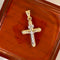 Cruz Oro Amarillo 14k con Cristo Blanco, Alto 3 cm, Ancho 1.7 cm - Infiniti Joyas