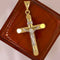 Cruz Oro Amarillo 10k con Cristo Blanco, Forma Tubo, Alto 5.5 cm, Ancho 3 cm - Infiniti Joyas
