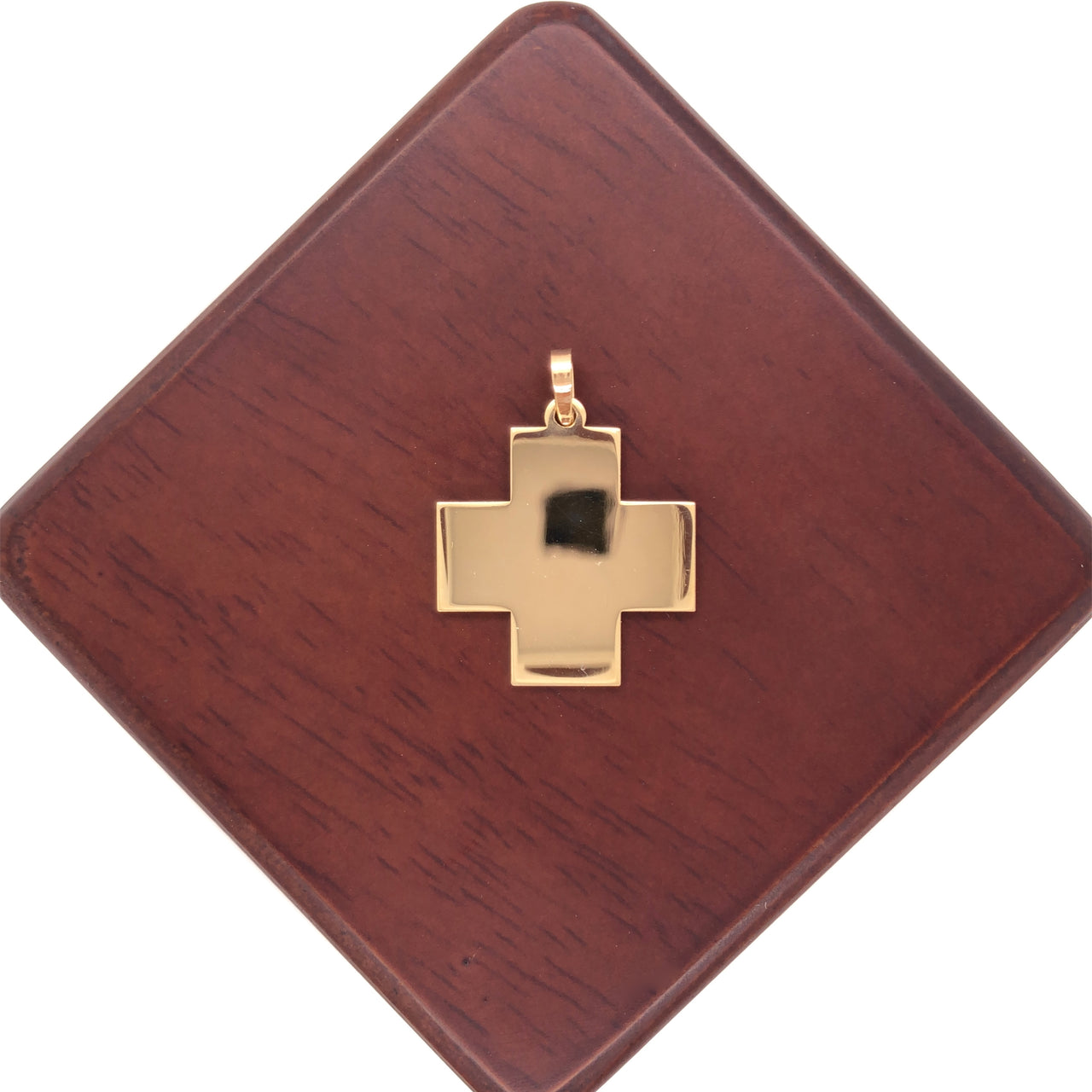 Cruz Oro 10k - Lisa Plana de 2.4 cm Alto, 1.9 cm Ancho