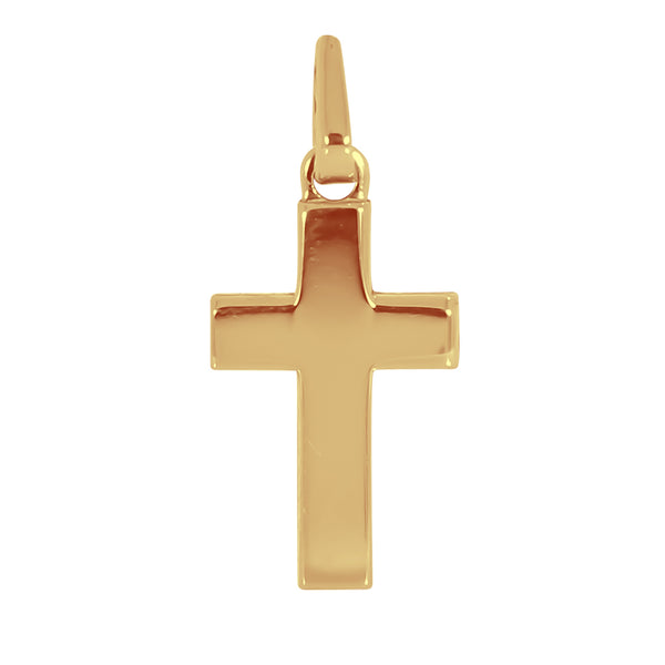 Cruz Oro 10k - Lisa Plana de 2.1 cm Alto, 0.9 cm Ancho
