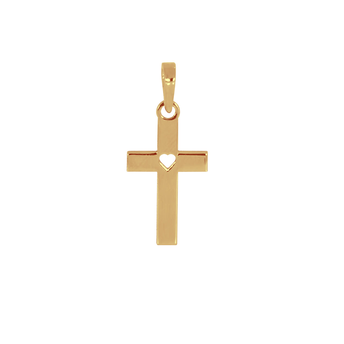 Cruz Oro 10k - Lisa con Corazón de 1.9 cm Alto