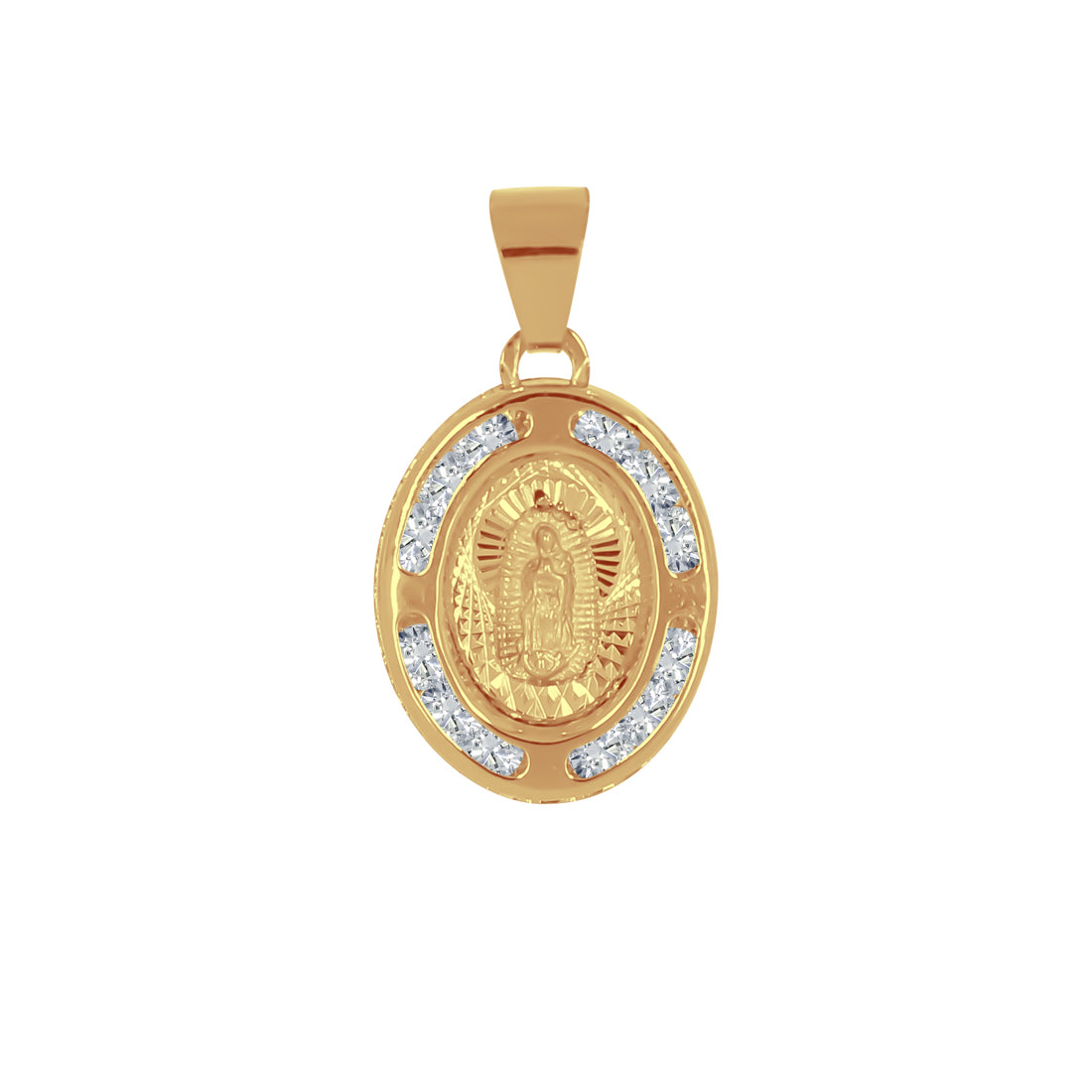 Medalla Oro 10k - Virgen de Guadalupe 2.1 cm con Zirconias