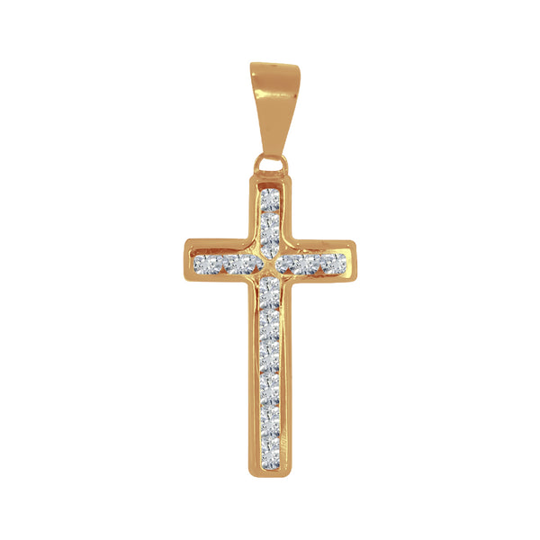 Cruz Oro 10k - Biselado con Zirconias 2.8 cm Alto