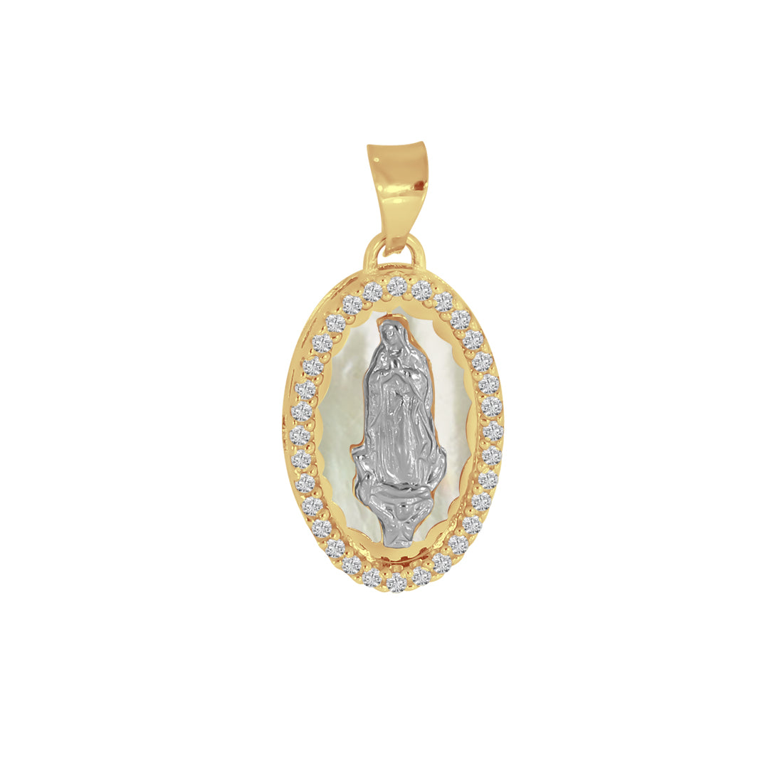 Medalla Oro 10k - Virgen de Guadalupe 2.3 cm con Zirconias