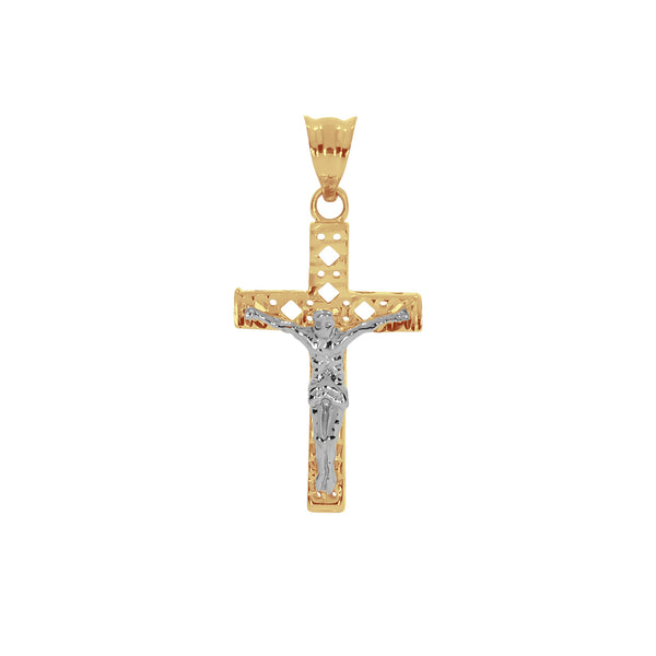 Cruz Oro 10k - Hueca con Cristo Blanco de 2.6 cm Alto