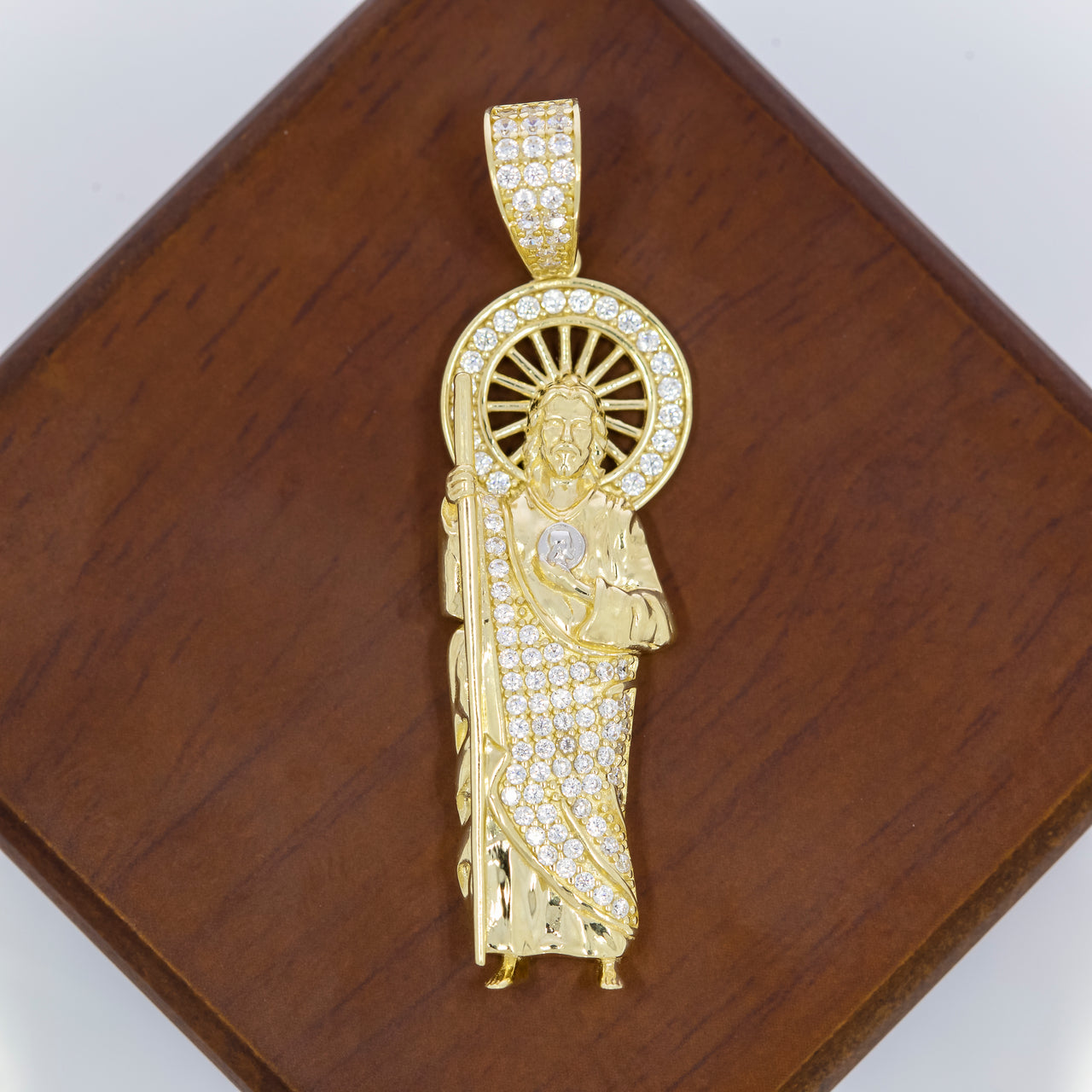Dije Oro 10k - San Judas Tadeo 5 cm Alto con Zirconia