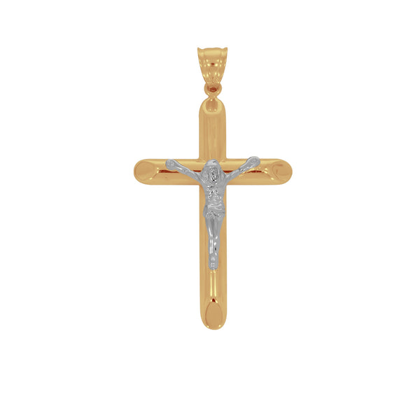 Cruz Oro 10k - Con Cristo Blanco 4.3 cm Alto, 2.4 cm Ancho