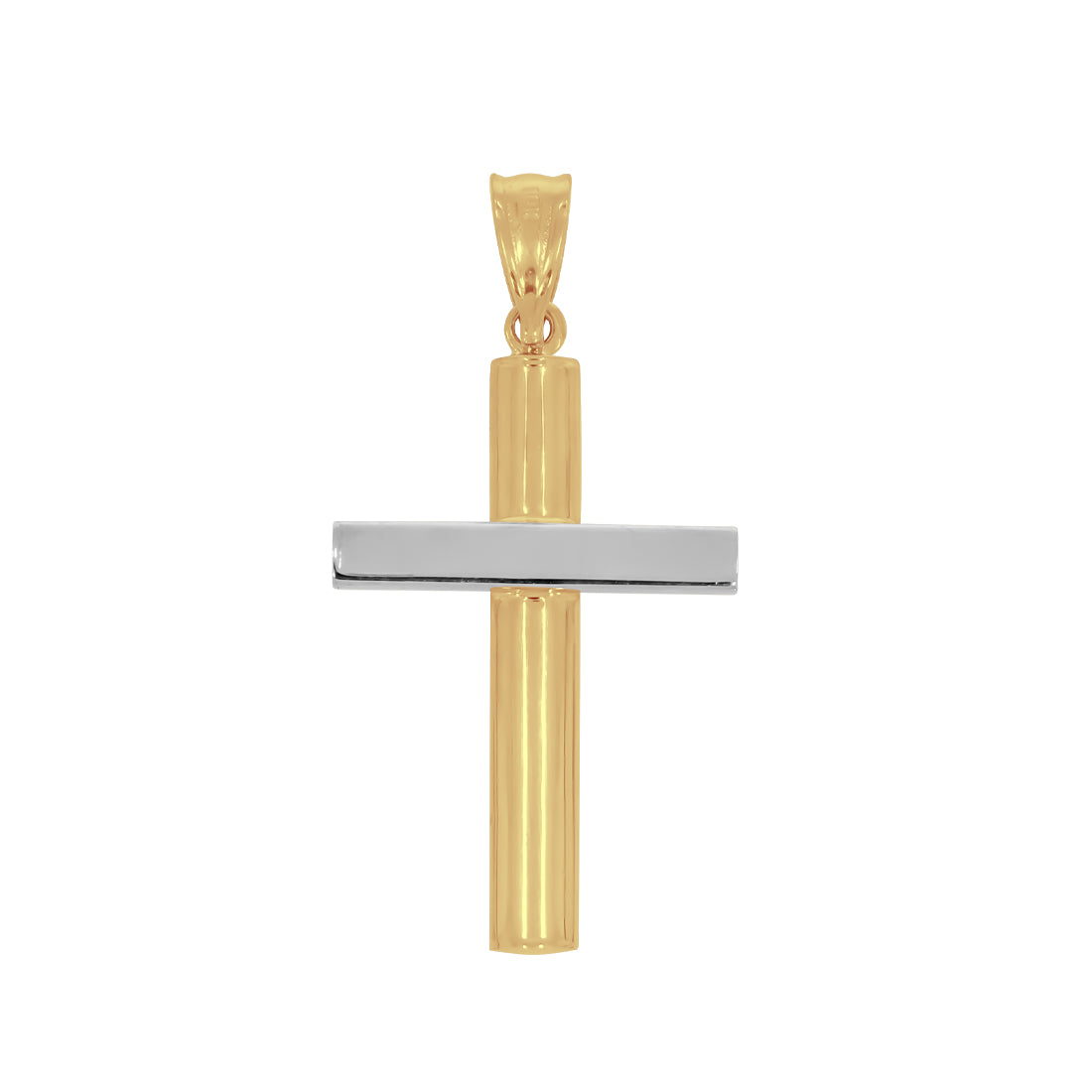 Cruz Oro Combinado 10k - Lisa 3.5 cm Alto, 1.8 cm Ancho
