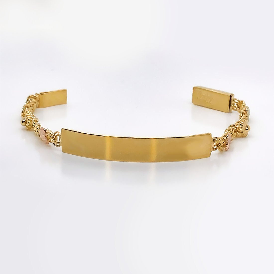 Esclava China Corazón y rocio, 11 cm Largo, Ancho 4 mm, Oro 10k - Infiniti Joyas