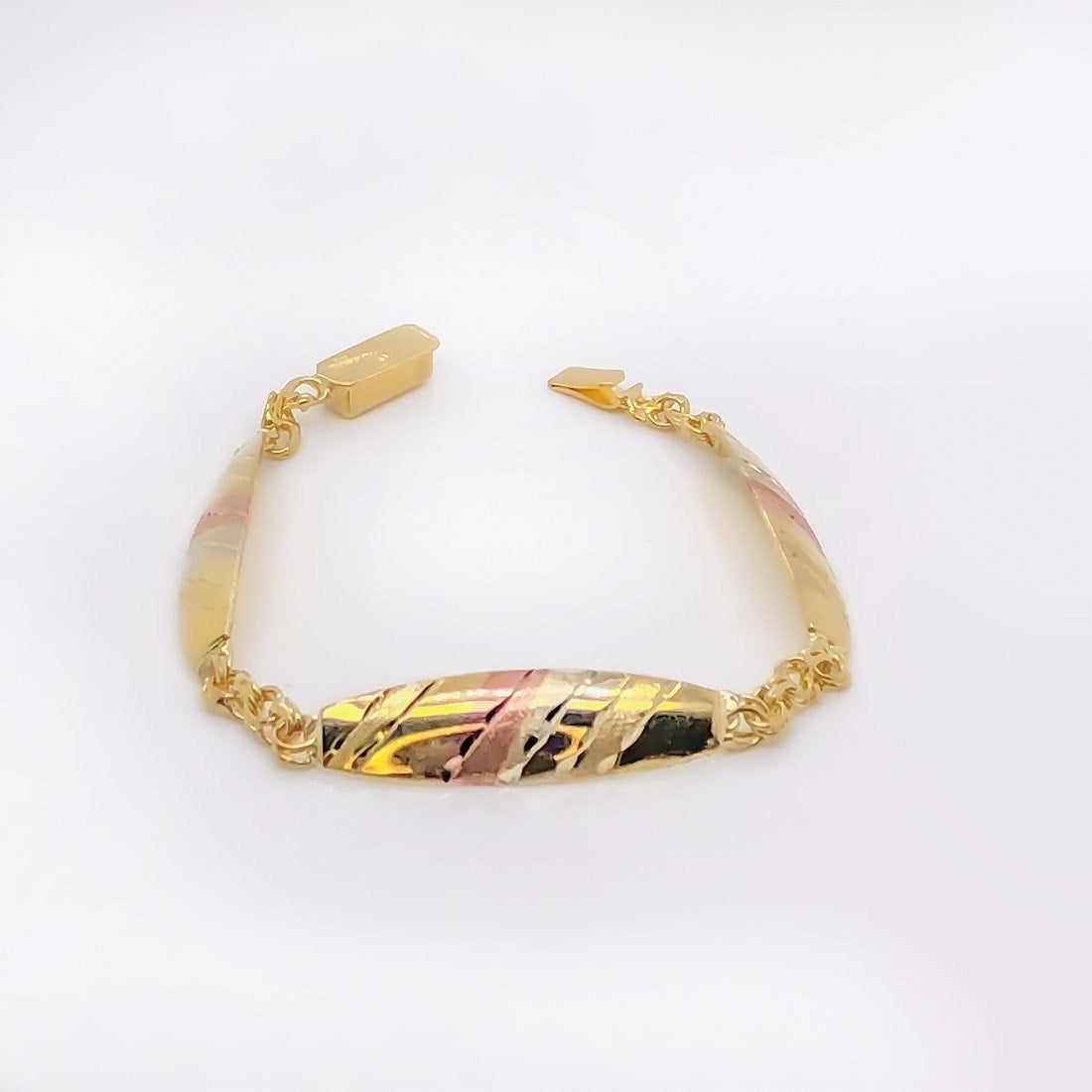 Esclava China con Placas, 12.5 cm Largo, Ancho 7 mm, Oro Florentino 10k - Infiniti Joyas