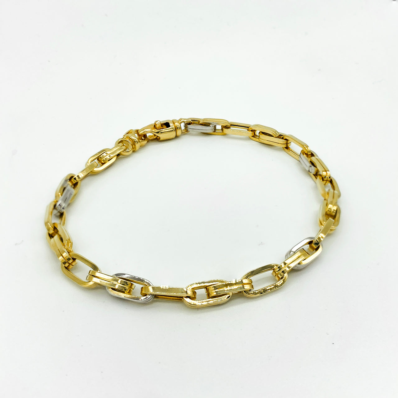 Pulso Oro Combinado 14k - Caballero 20/21.5 cm Largo