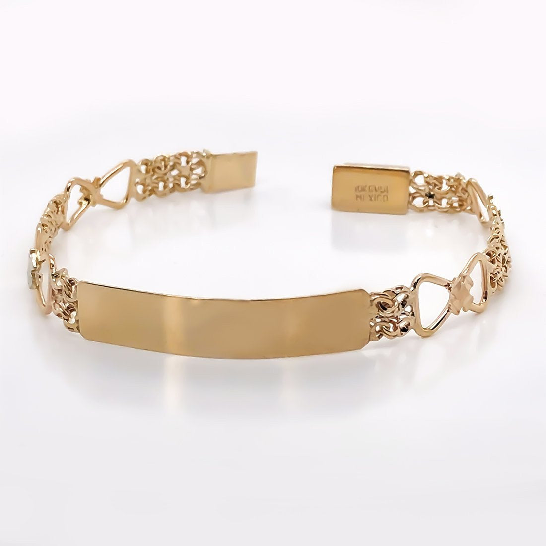 Esclava China Oro 10k con moños, 15 cm Largo, Ancho 6 mm, Oro 10k - Infiniti Joyas