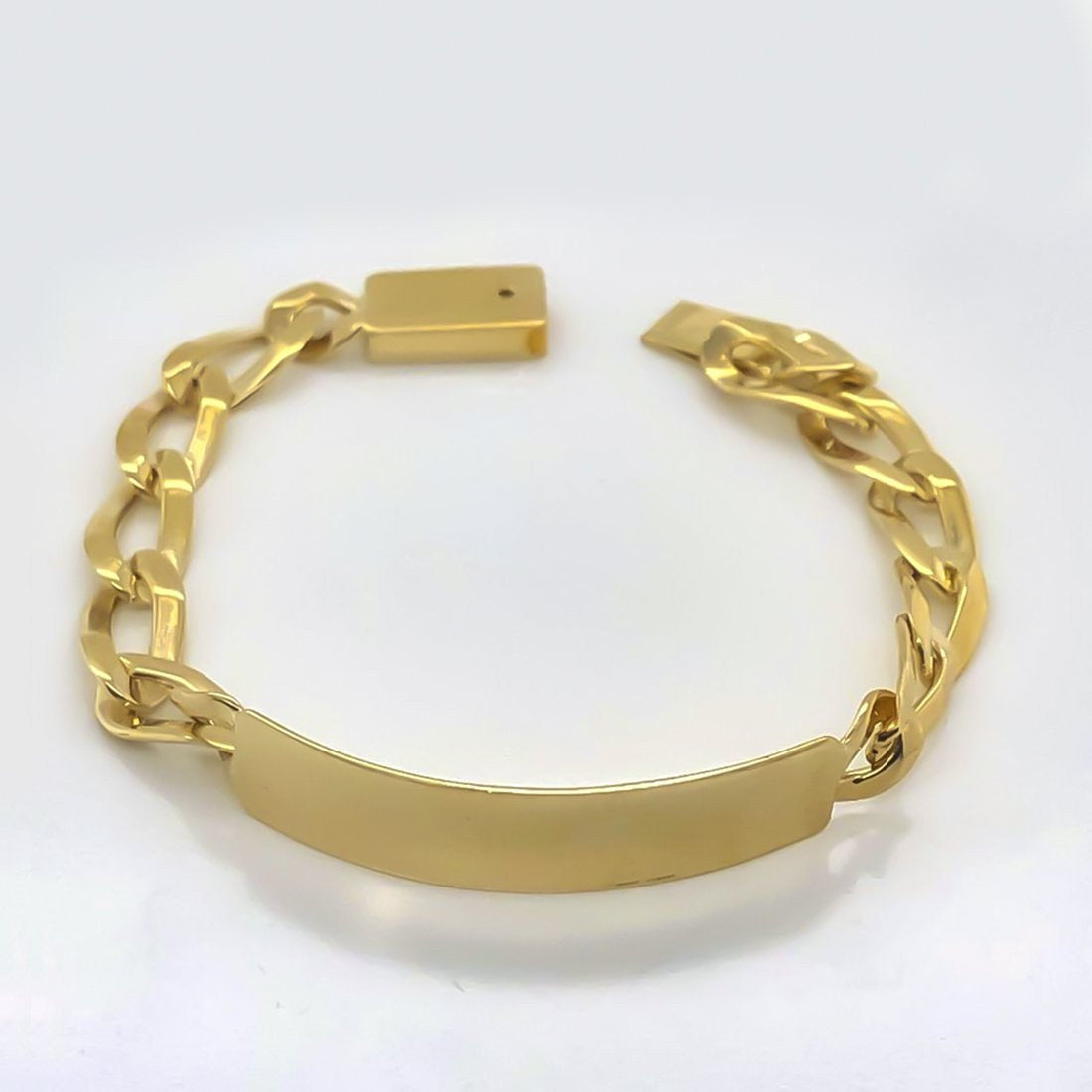 Esclava Tejido Cubanoo Oro 10k, Placa Lisa 14.5 cm Largo, Ancho 7 mm, Oro 10k - Infiniti Joyas