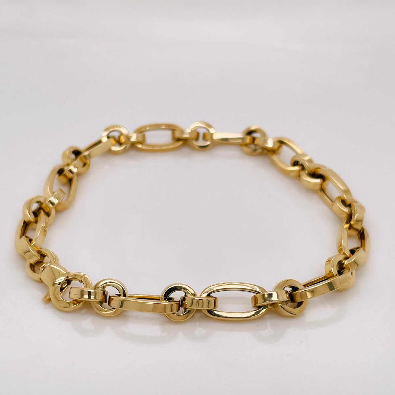 Pulso Oro 14k - Tejido Ovalado 1x1, 6.3 mm Ancho, 19.5 cm Largo