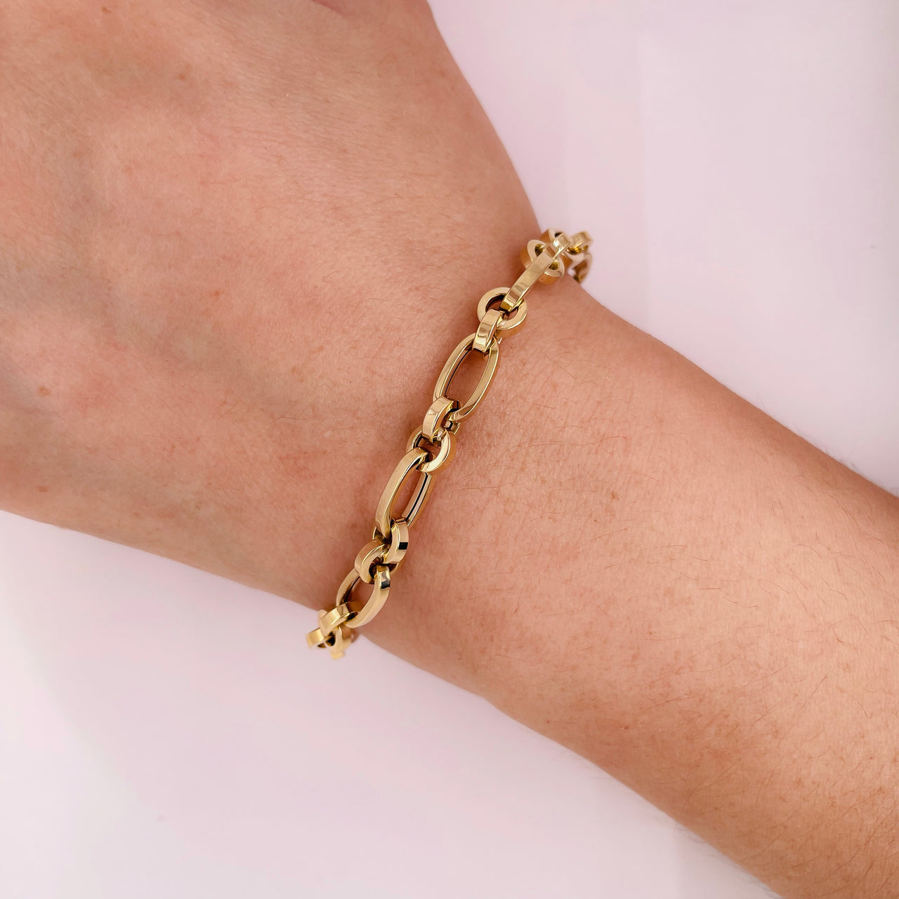 Pulso Oro 14k - Tejido Ovalado 1x1, 6.3 mm Ancho, 19.5 cm Largo