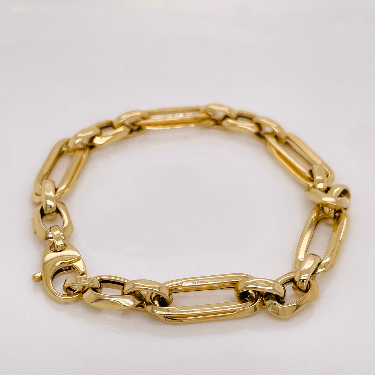 Pulsera Oro 14k - Tejido Doble Oval, 8 mm Ancho, 19.5 cm Largo