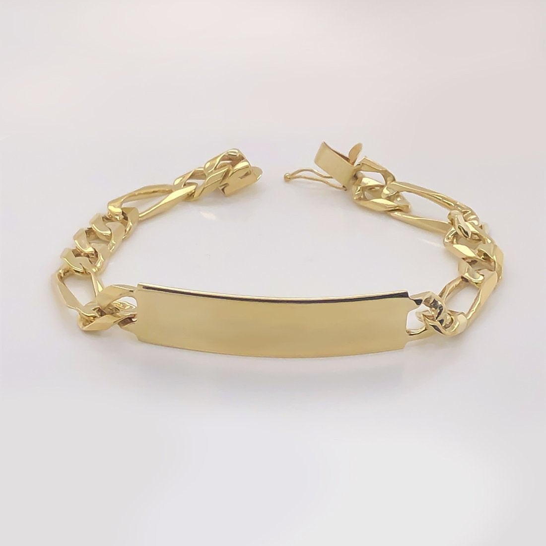 Esclava Cartier Oro 10k, con Placa Lisa, 21 cm Largo, Ancho 11 mm, Oro 10k - Infiniti Joyas