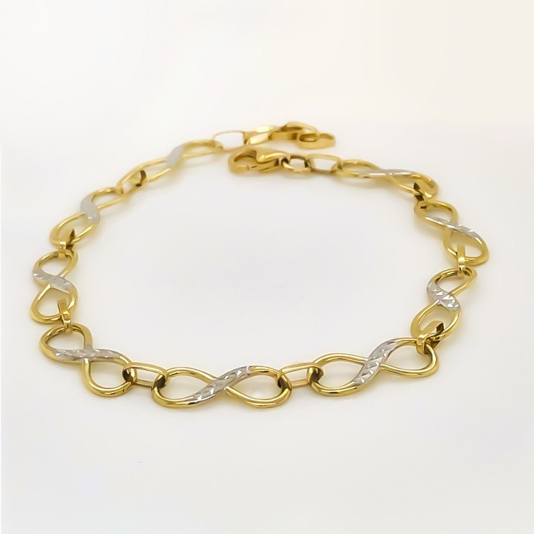 Pulsera Oro 10k, con Infinito Diamantado, Largo 19 cm, Ancho 6 mm, Oro 10k - Infiniti Joyas