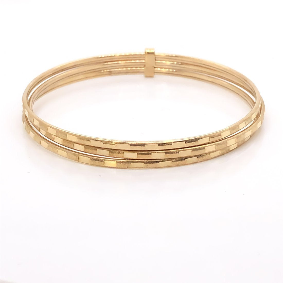 Pulseras fin de semana para niña, tubo Diamantado Oro 10k, 5 cm de Diámetro, Ancho 6 mm. - Infiniti Joyas