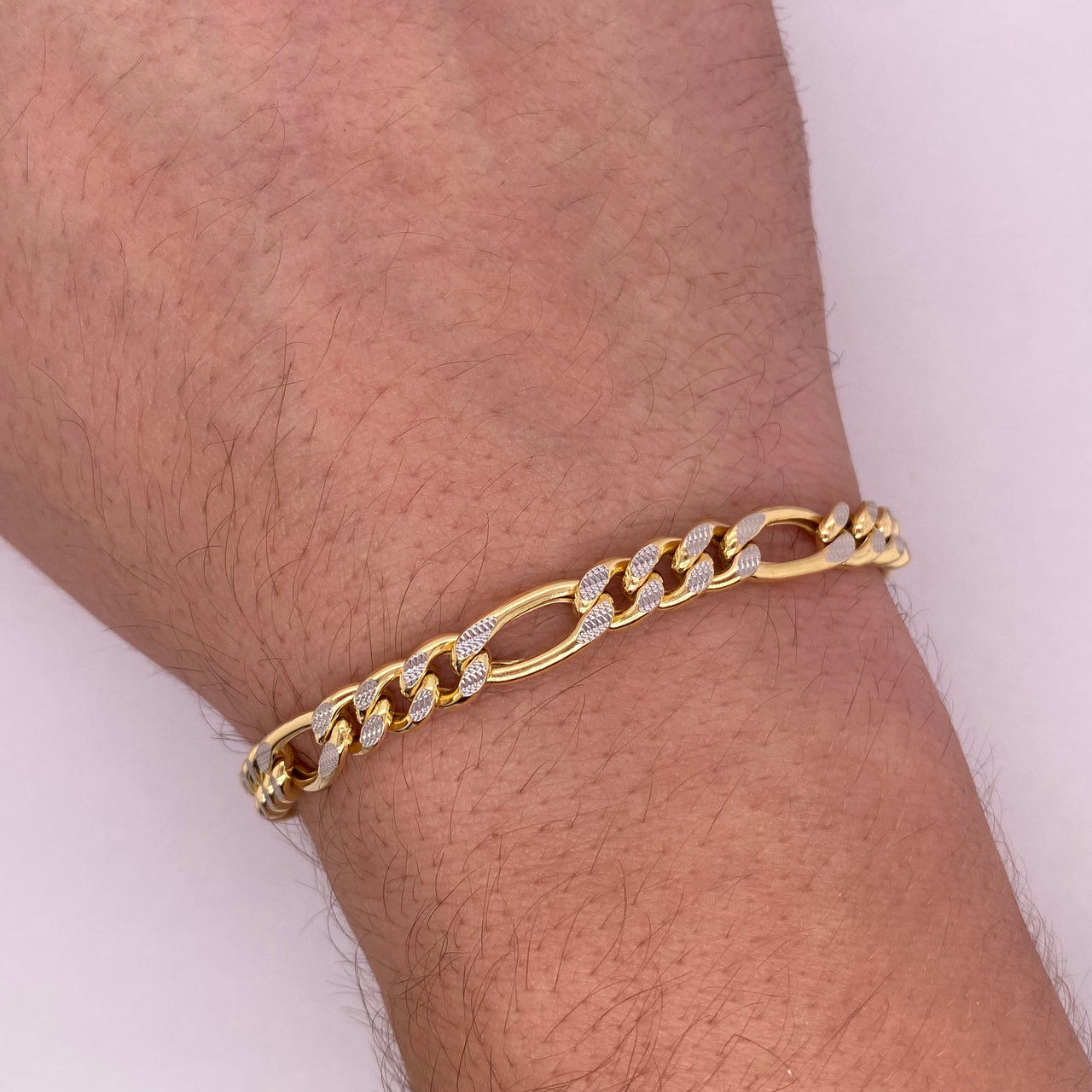 Esclava/Pulso Oro 10k, Cartie Diamantada y Platinada 6.5 mm
