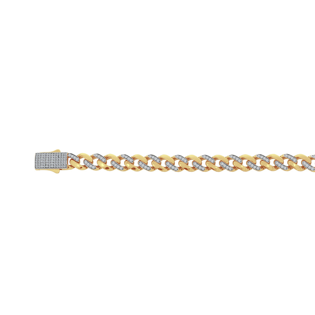 Pulso Oro 10k - Barbada con Zirconia de 22 cm, Ancho 9 mm