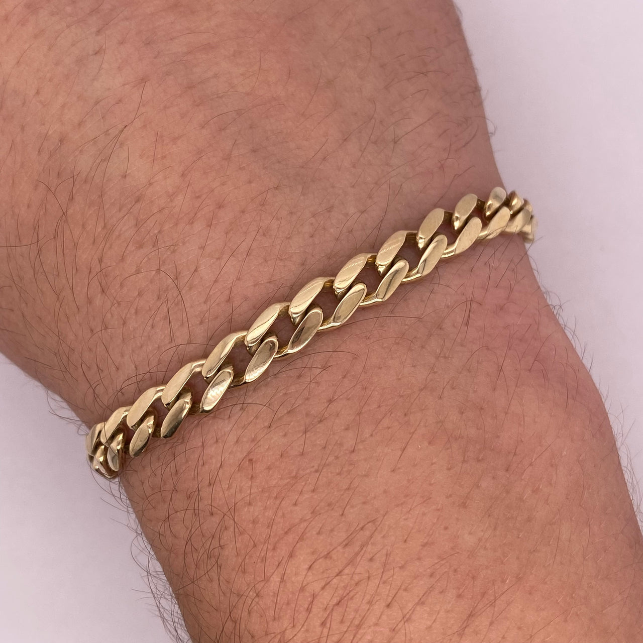Pulso Oro 10k - Barbado Liso 6.5 mm Ancho, 18/21 cm Largo