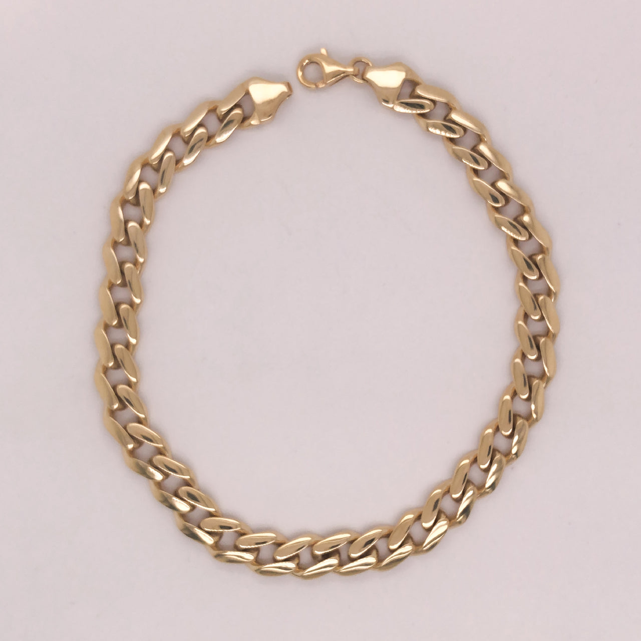 Pulso Oro 10k - Barbado Liso 6.5 mm Ancho, 18/21 cm Largo