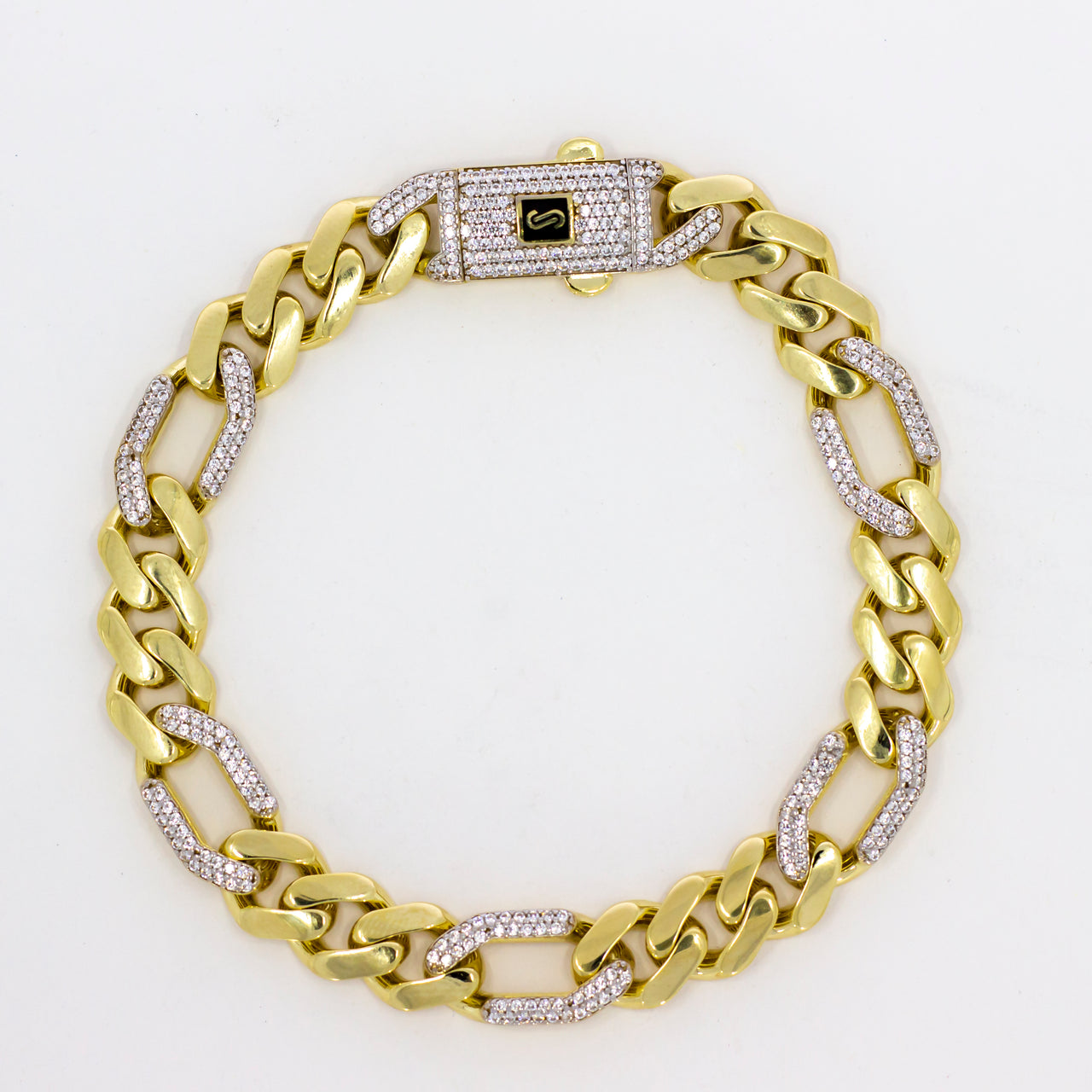 Pulso Oro 10k - Estilo 3x1 con Zirconias de 20.5 cm Larga