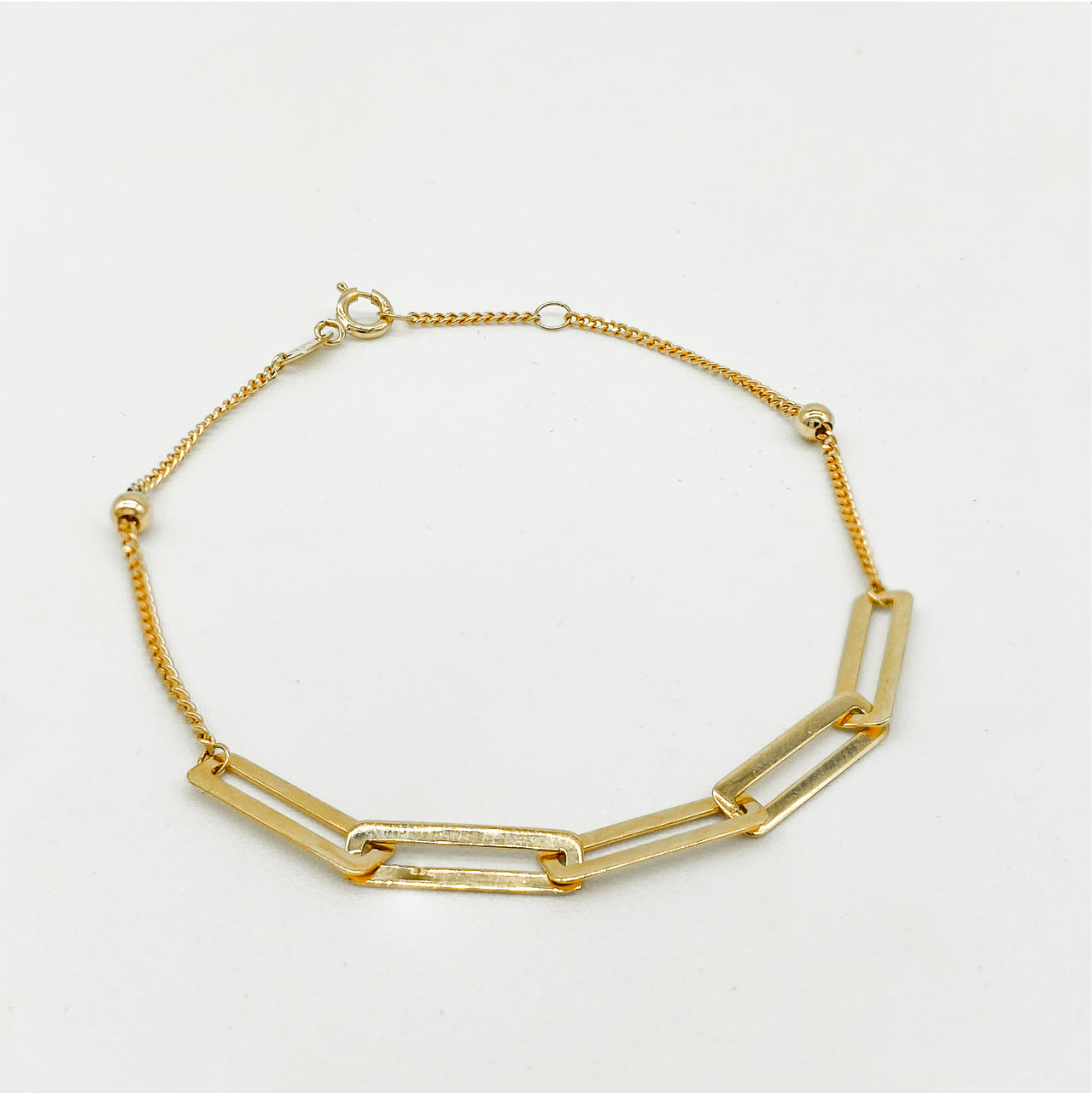 Pulsera Oro 10k - Rectangulos, Ajustable de 16.5 a 18 cm