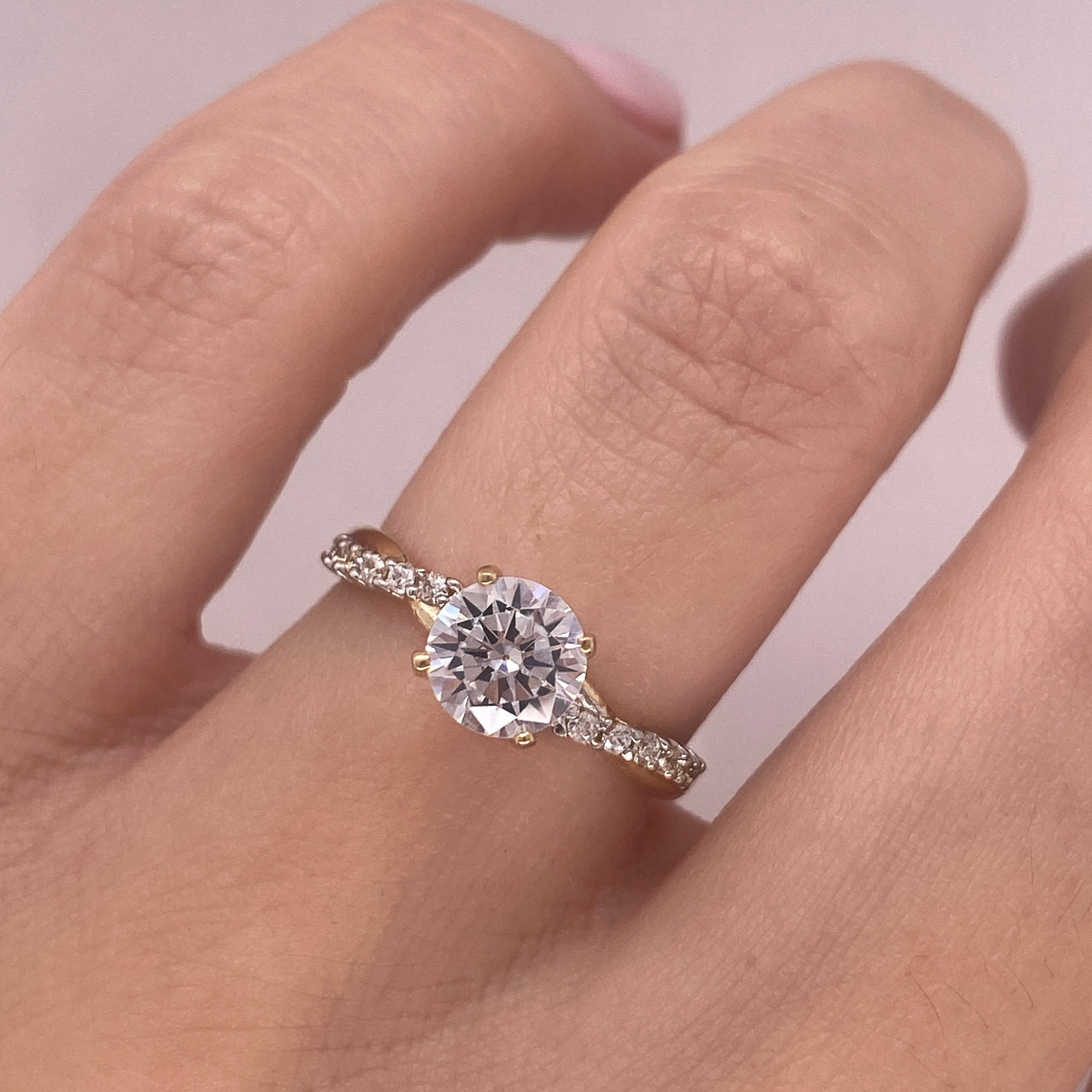 Anillo Oro 14k - Estilo Trenzado Zirconia Central 6 mm