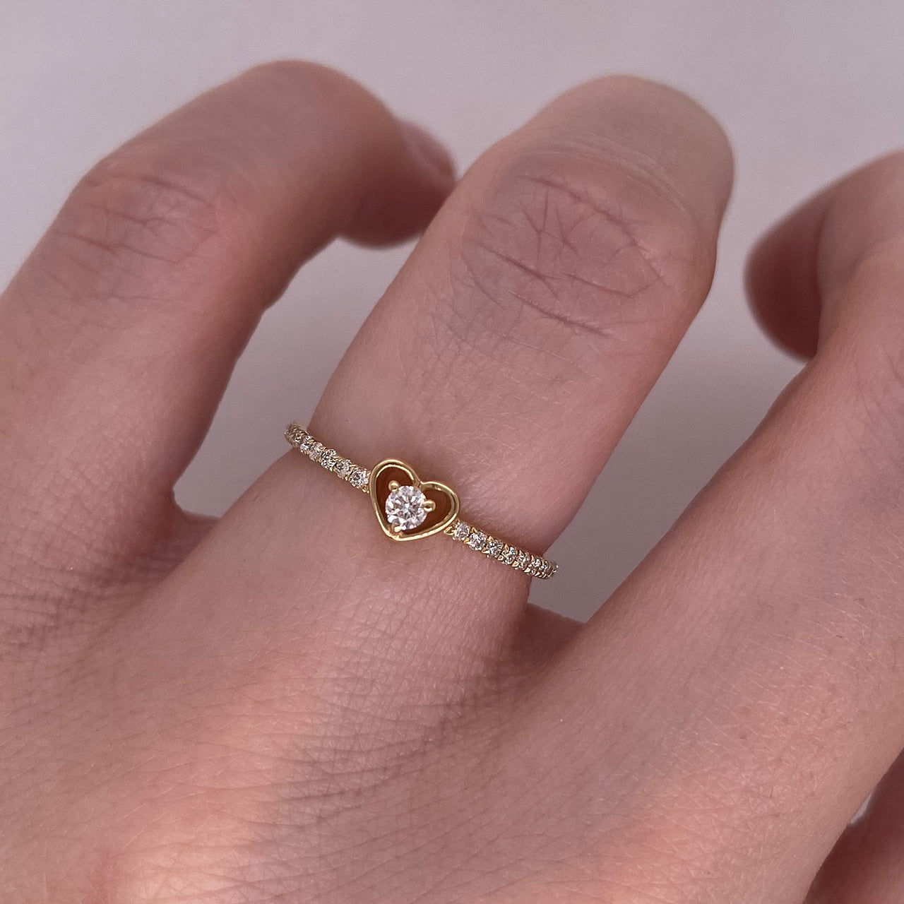 Anillo Oro 14k - Corazón Diamante Natural 0.14 CTW