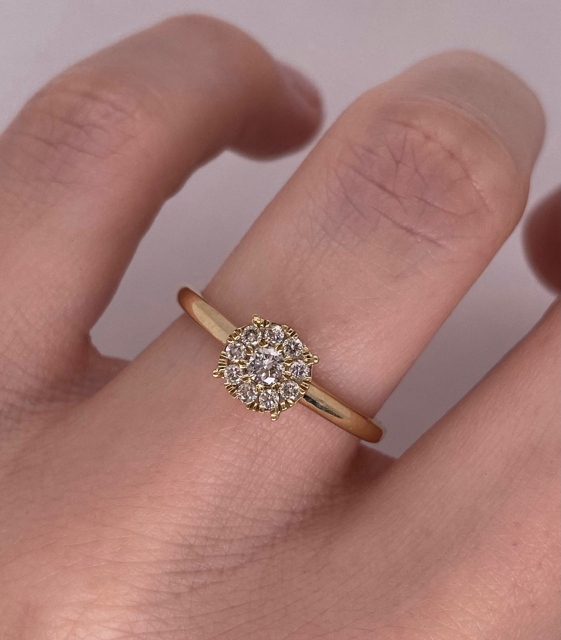 Anillo Oro 14k - Halo Diamante Natural 0.20 CTW