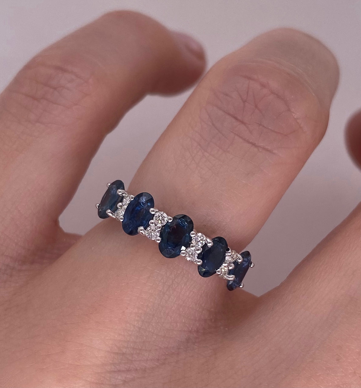 Churumbela Oro Blanco 14k - Zafiros y Diamantes 1.98 ct Totales