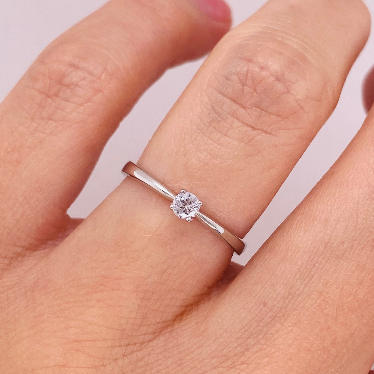Anillo Oro Blanco 14k - Solitario Zirconia 3 mm