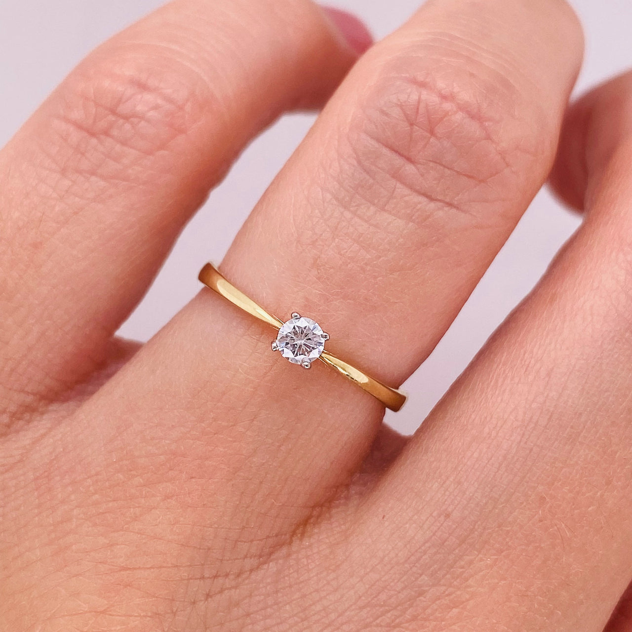 Anillo Oro 14k Solitario - Zirconia 3 mm