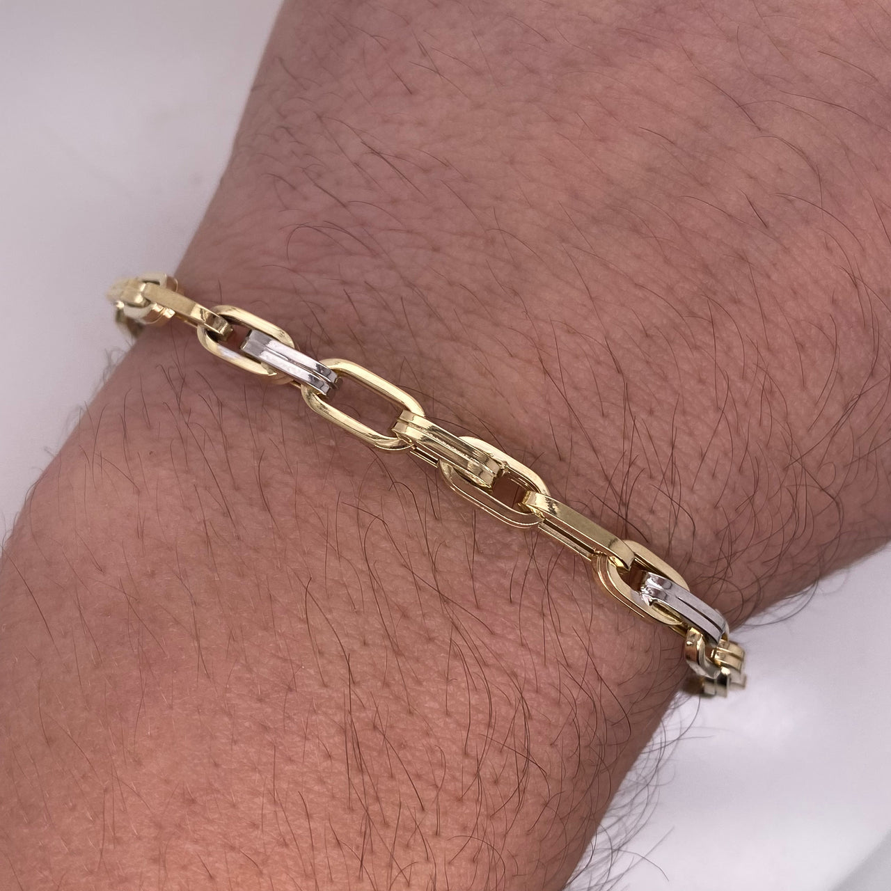 Pulso Oro Combinado 14k - Caballero 20/21.5 cm Largo