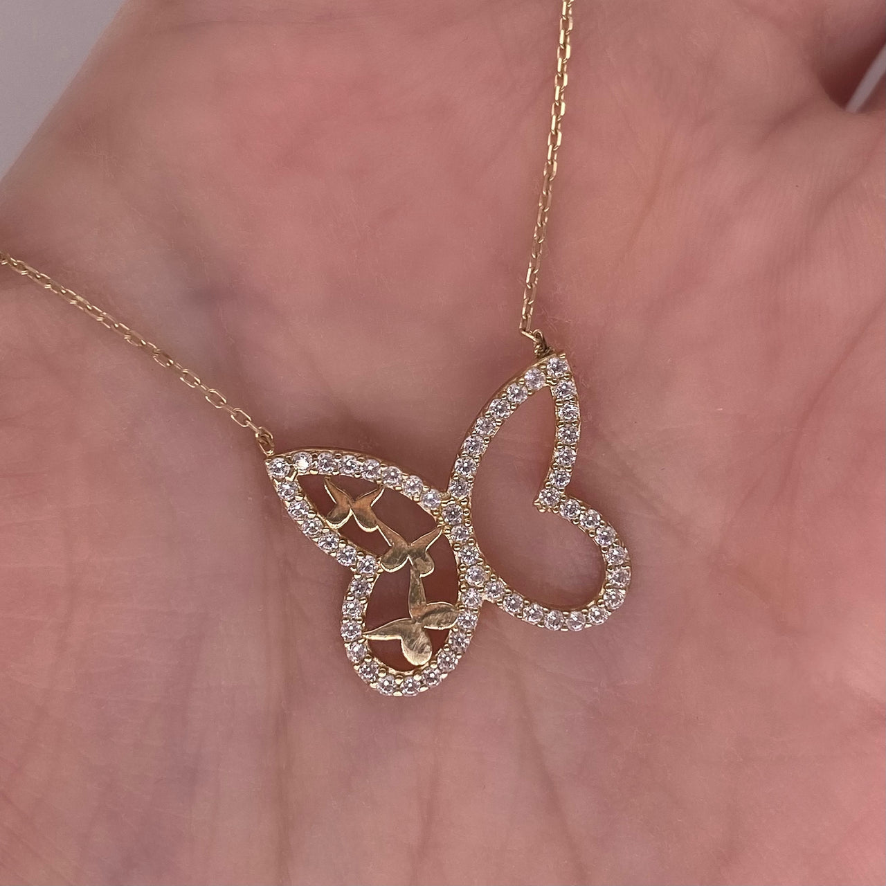 Gargantilla Oro 10k - Mariposa con Zirconias