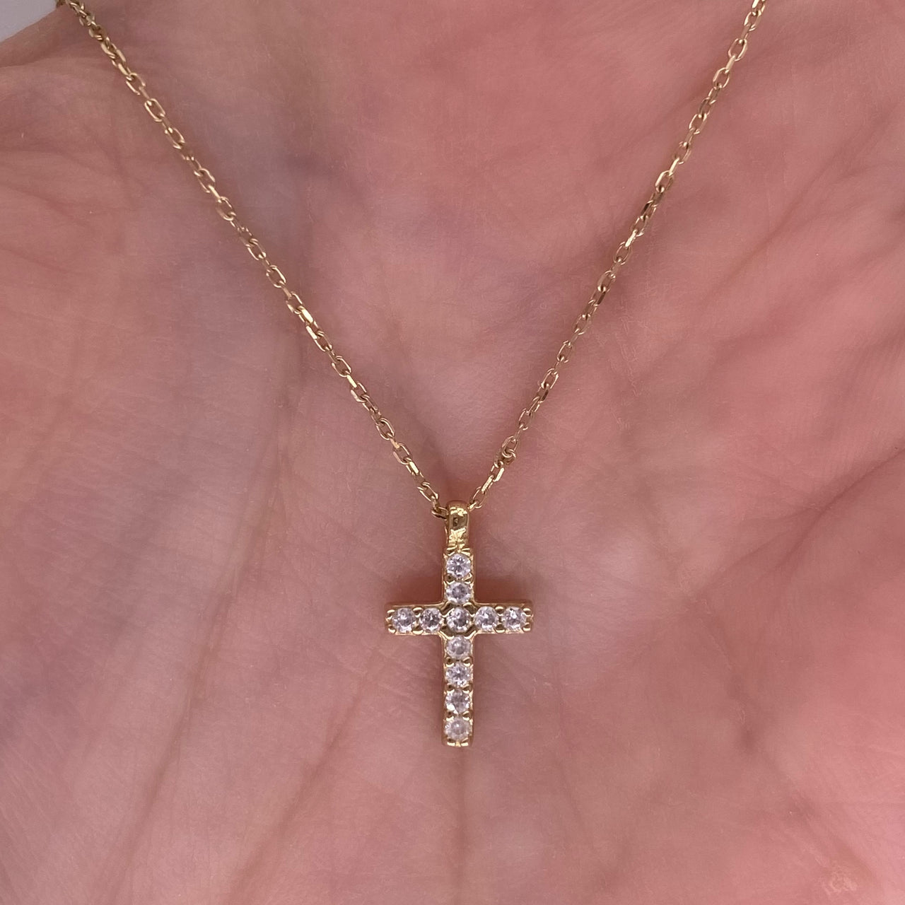 Gargantilla Oro 10k - Cruz con Zirconias