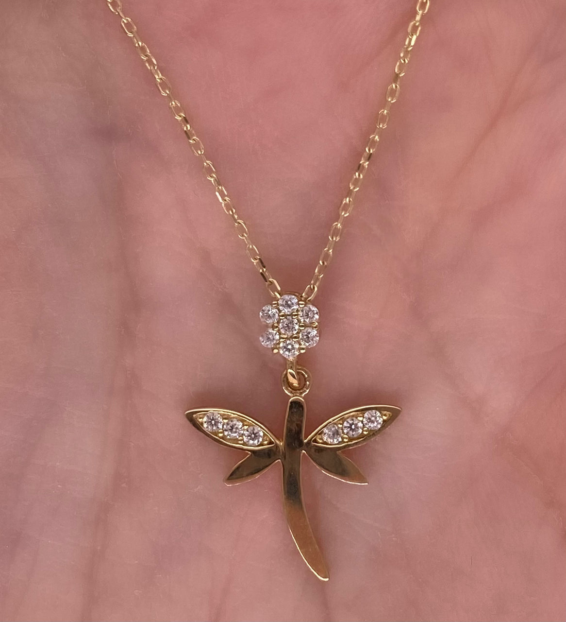 Gargantilla Oro 10k - Libélula con Zirconias