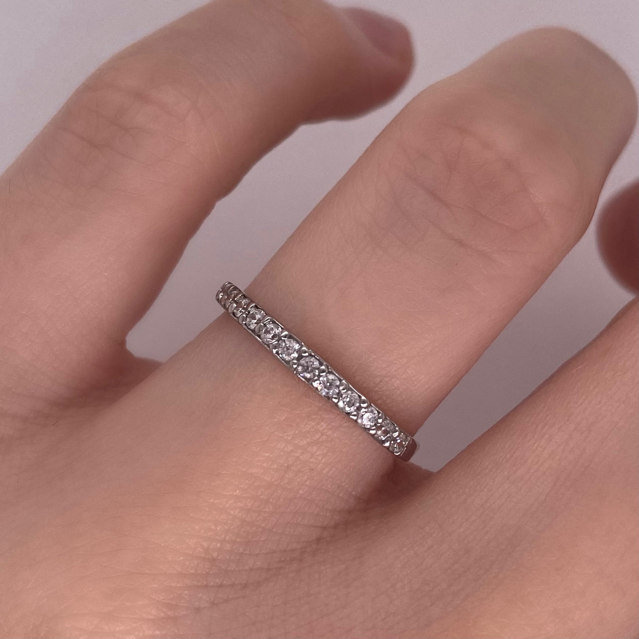 Churumbela Oro Blanco 14k - Pavé con Zirconias 2 mm