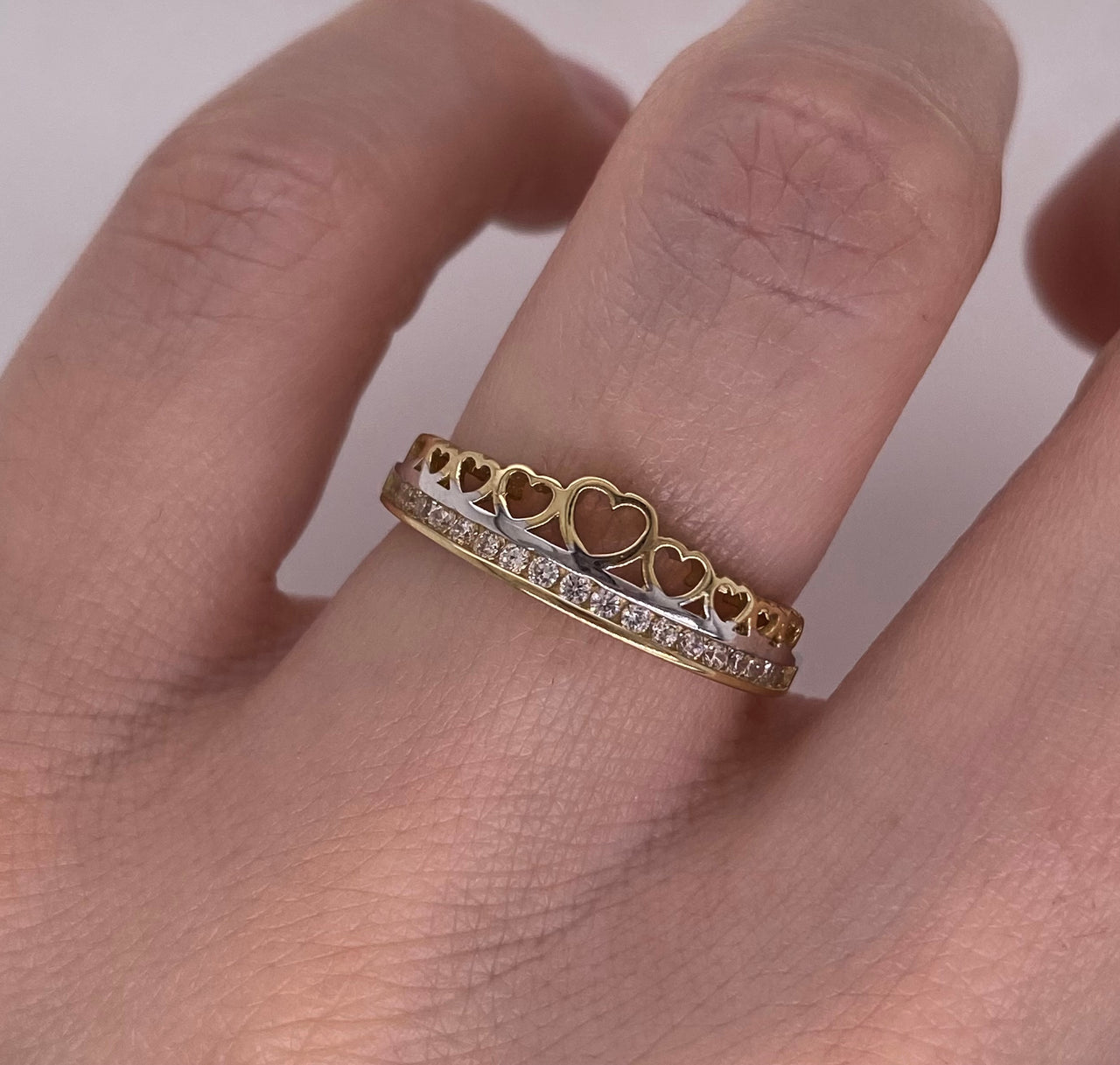 Churumbela Oro 10k con Corazones y Zirconias 1 mm