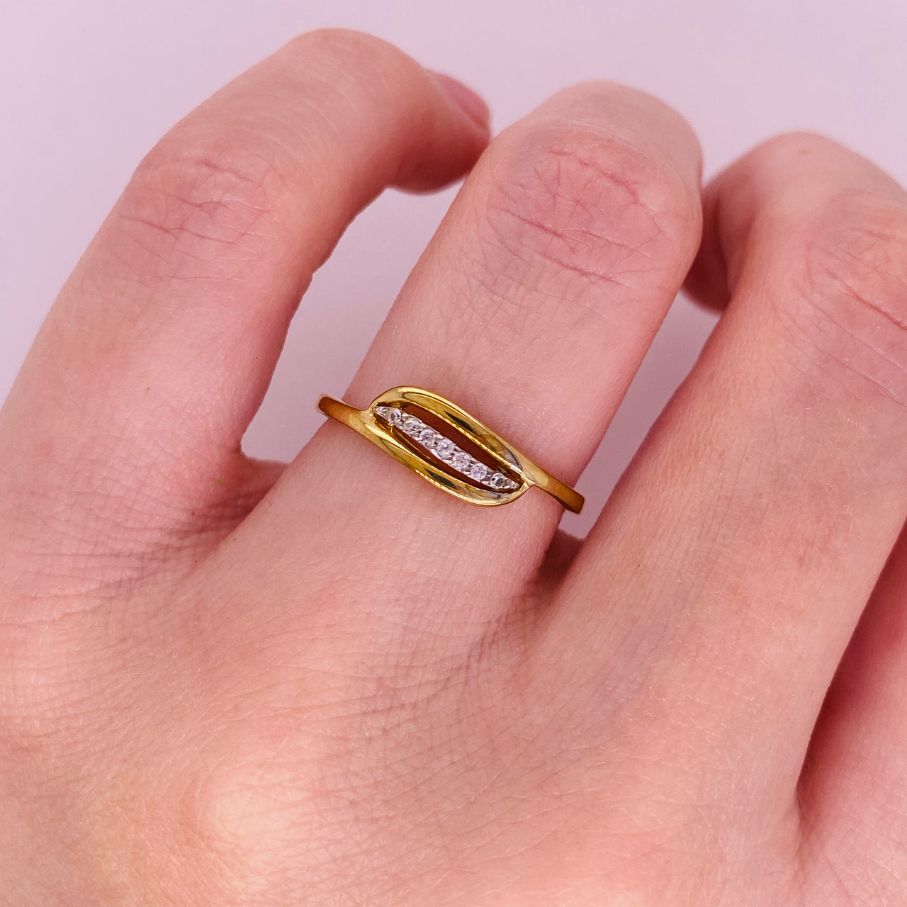 Juego Oro 10k - Anillo y Aretes con Zirconias