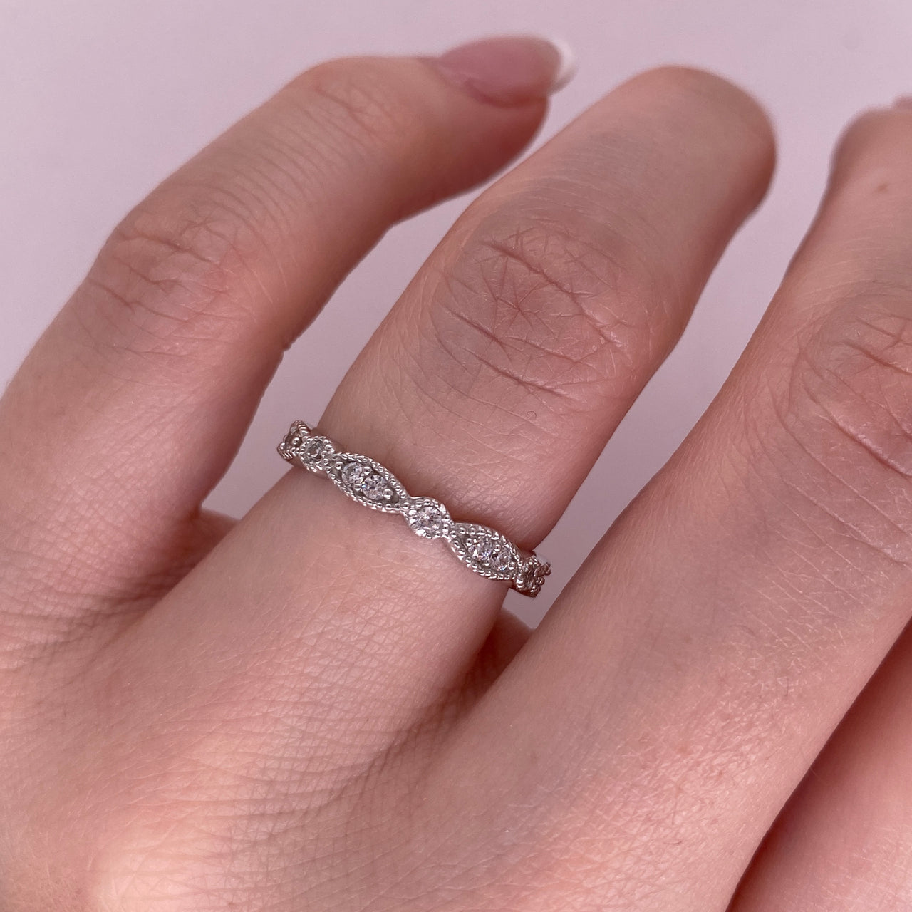 Churumbela Oro Blanco 14k - Zirconia 1.50 mm