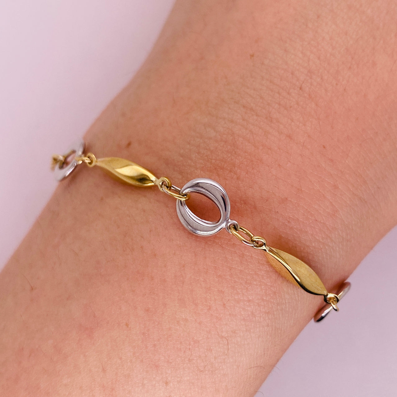 Pulsera Oro 10k - Oro Combinado 19 cm Larga