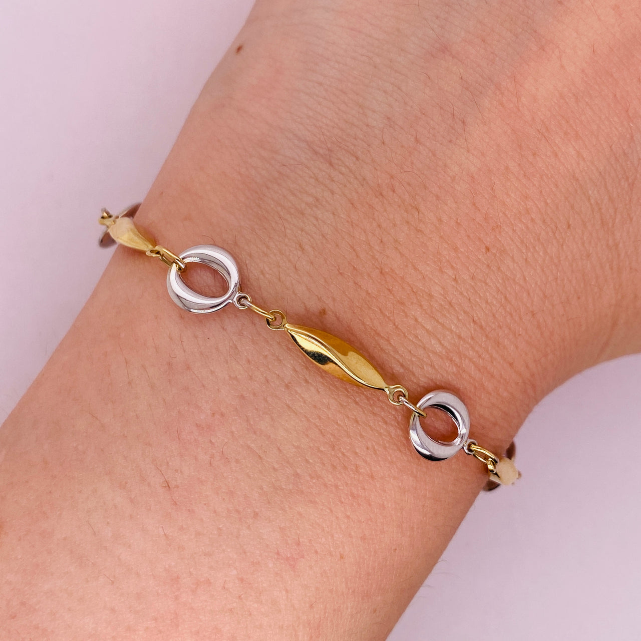 Pulsera Oro 10k - Oro Combinado 19 cm Larga
