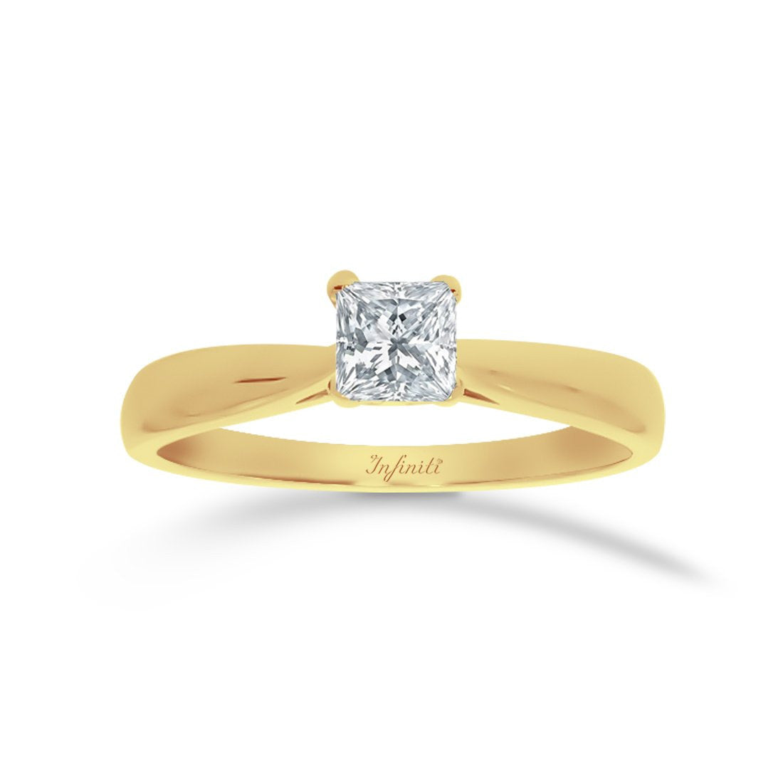 Anillo Oro 14k, Diamante Natural Corte Princesa de 26 Puntos - Infiniti Joyas