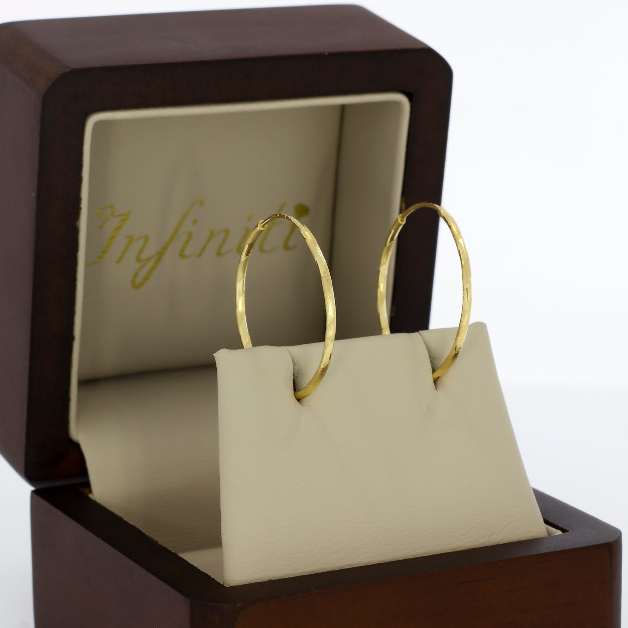 Arracada Oro 14k - Tubo Diamantado 2.4 cm Diámetro
