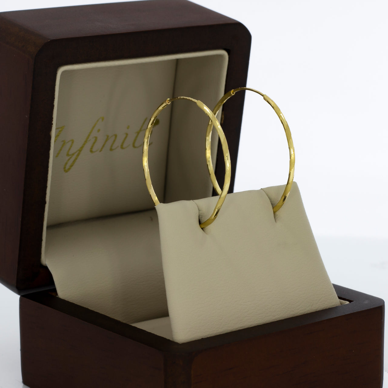 Arracada Oro 14k - Tubo Diamantado 2.8 cm Diámetro